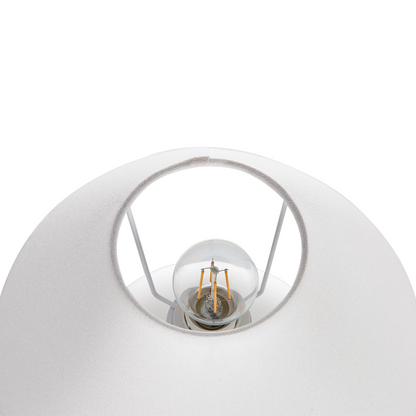 Table Lamp Off White Ceramic Base Linen Drum Shade 41cm