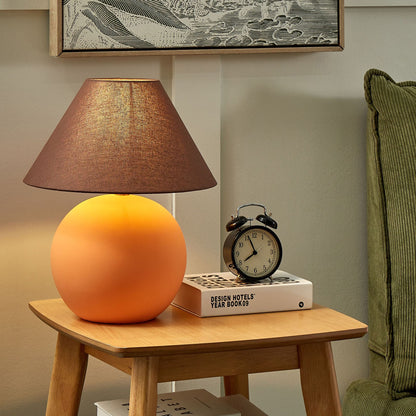 Orange Ceramic Table Lamp With Linen Shade 41cm Brown