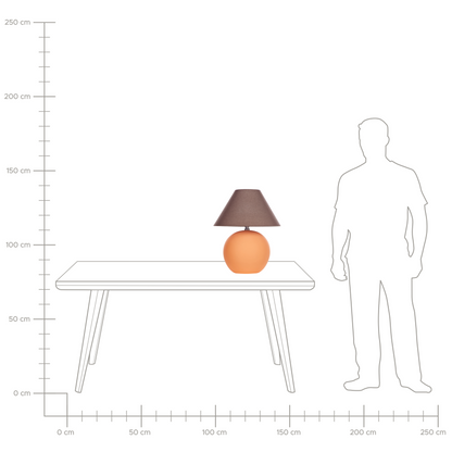Orange Ceramic Table Lamp With Linen Shade 41cm Brown