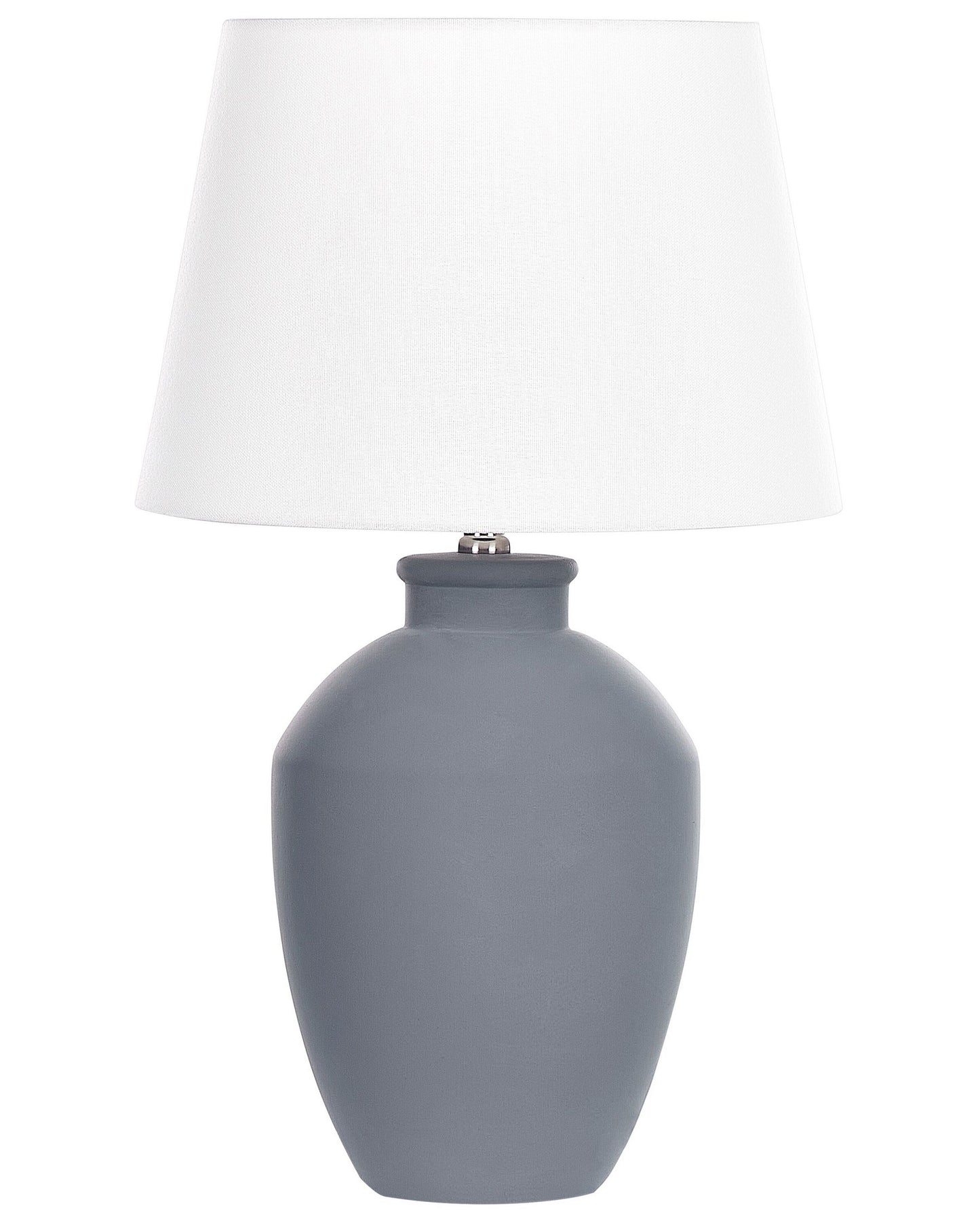 Grey Ceramic Table Lamp With Linen Drum Shade