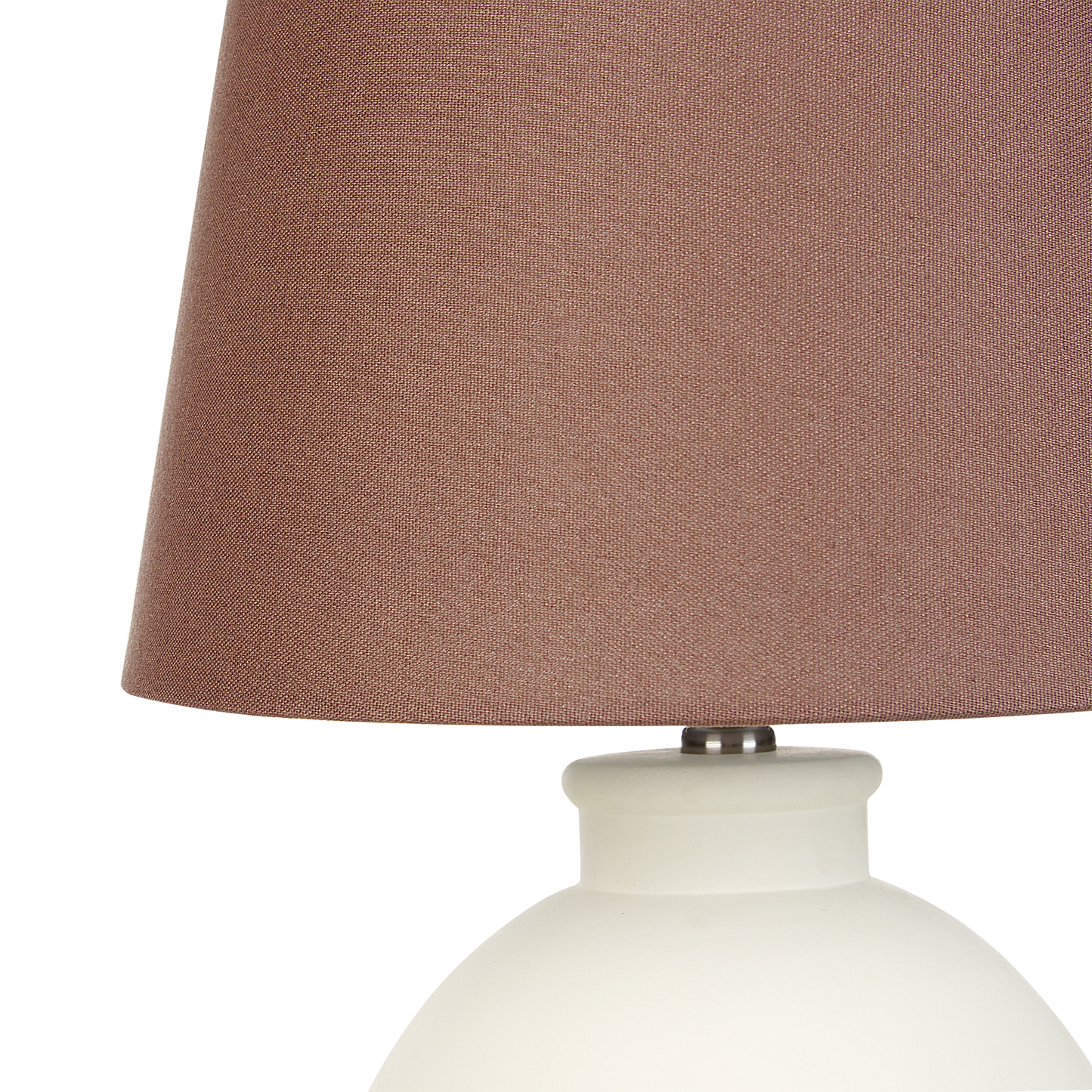 Table Lamp White Ceramic Base Linen Drum Shade Minimalist