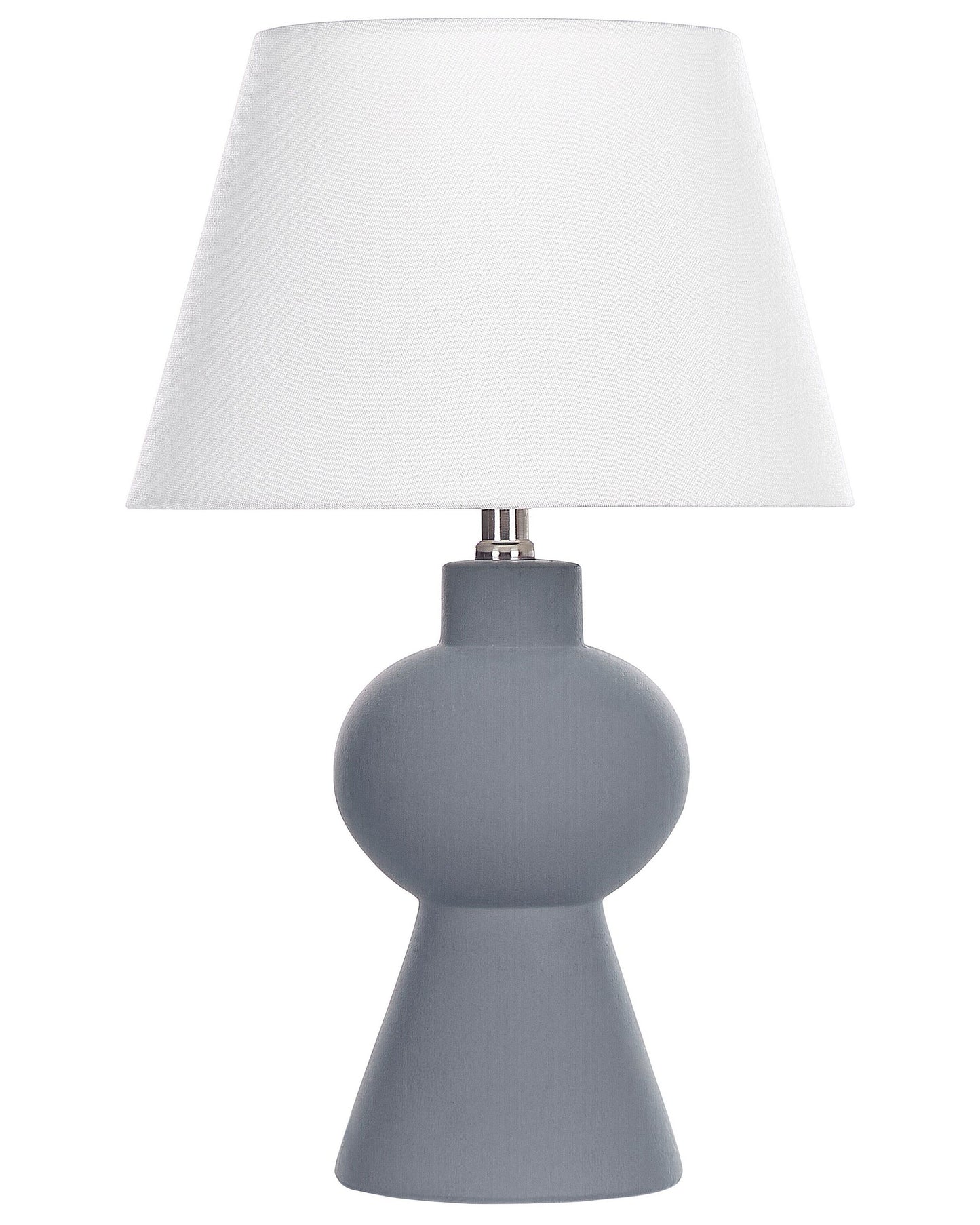 Grey Ceramic Table Lamp With Linen Drum Shade