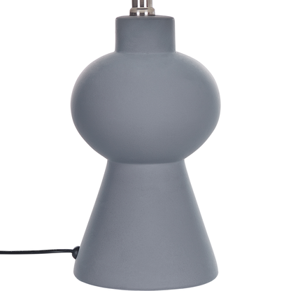 Grey Ceramic Table Lamp With Linen Drum Shade