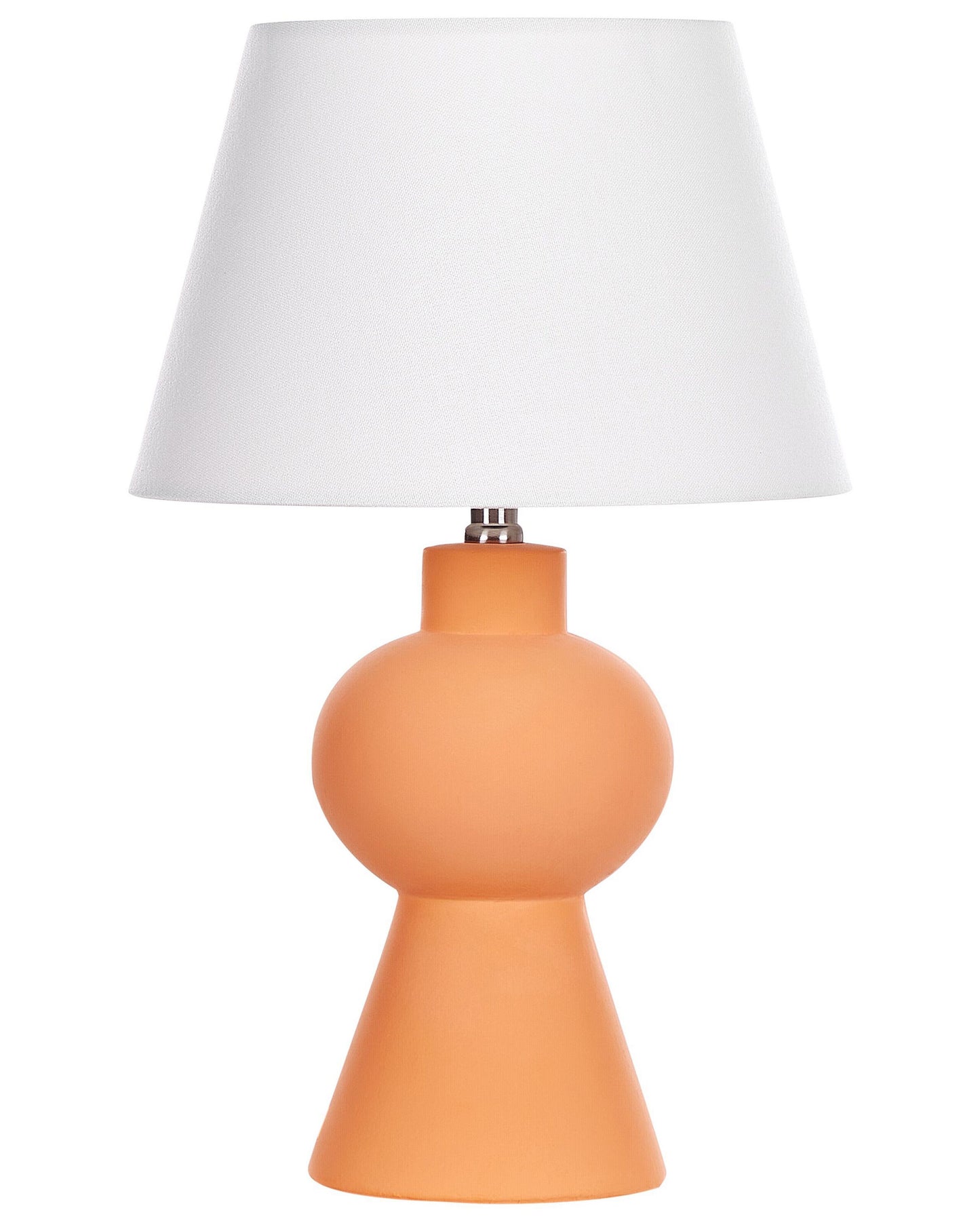 Orange Ceramic Base Table Lamp With Linen Drum Shade Minimalist Design For Living Room