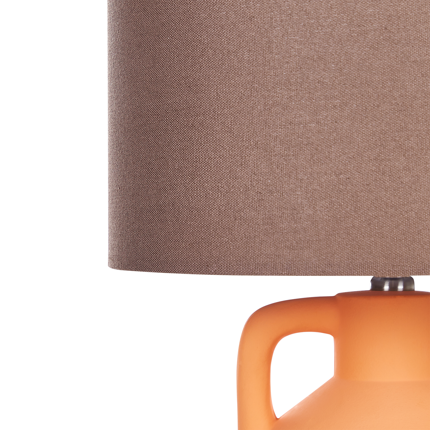 Table Lamp Orange Ceramic Base Linen Drum Shade