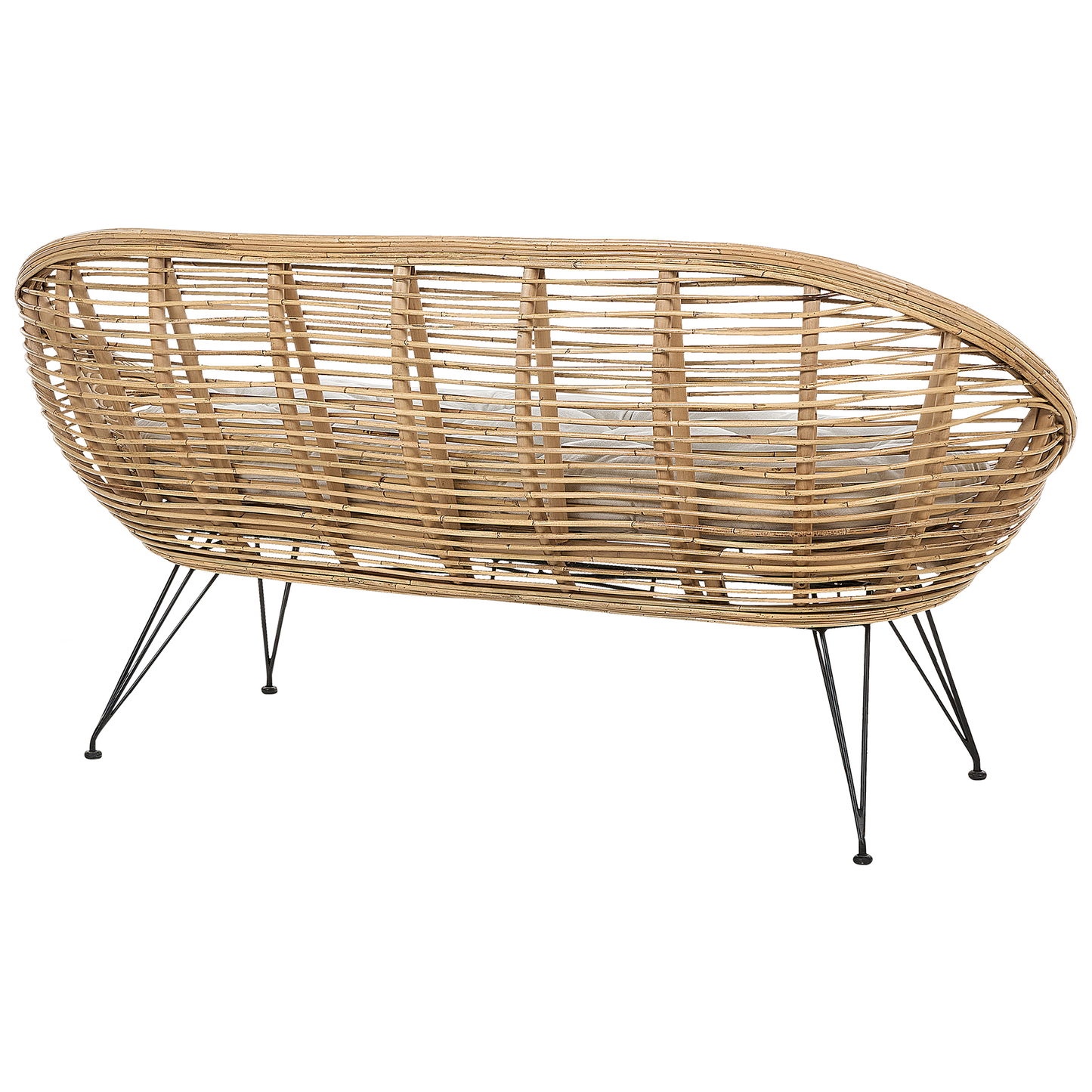 4 Seater Rattan Sofa Set With Coffee Table Natural Rattan And Light Beige Cushions Indoor Outdoor