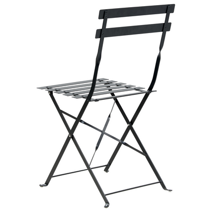 Black Metal Folding 3-Piece Bistro Set With Slatted Seats