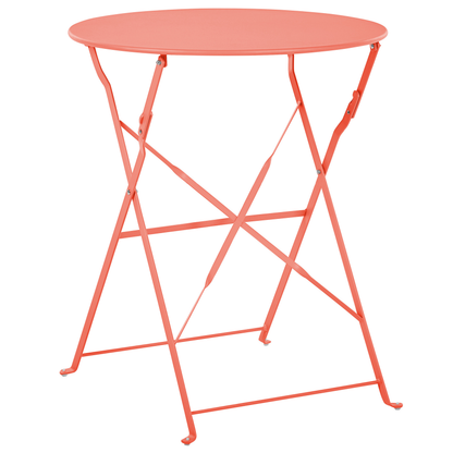 Coral Red 3 Piece Folding Metal Bistro Set Outdoor