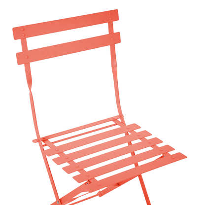Coral Red 3 Piece Folding Metal Bistro Set Outdoor