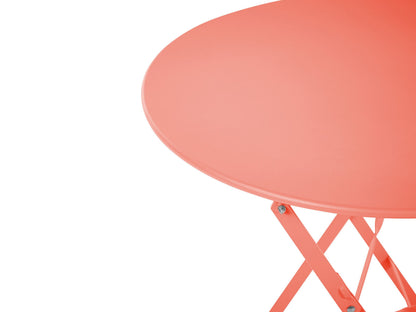 Coral Red 3 Piece Folding Metal Bistro Set Outdoor