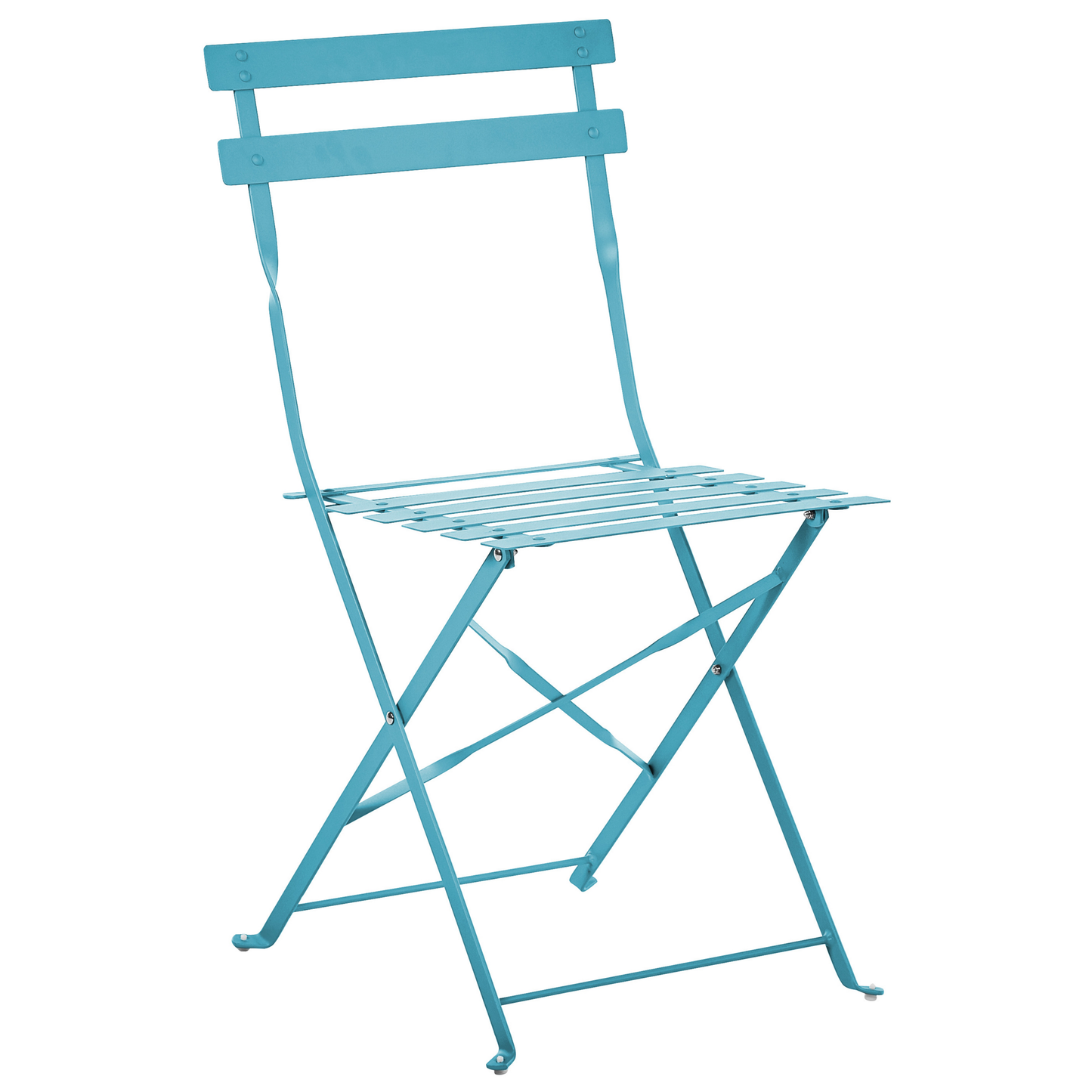 3 Piece Metal Folding Bistro Set With Slatted Back Outdoor
