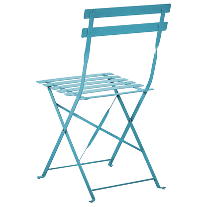 3 Piece Metal Folding Bistro Set With Slatted Back Outdoor
