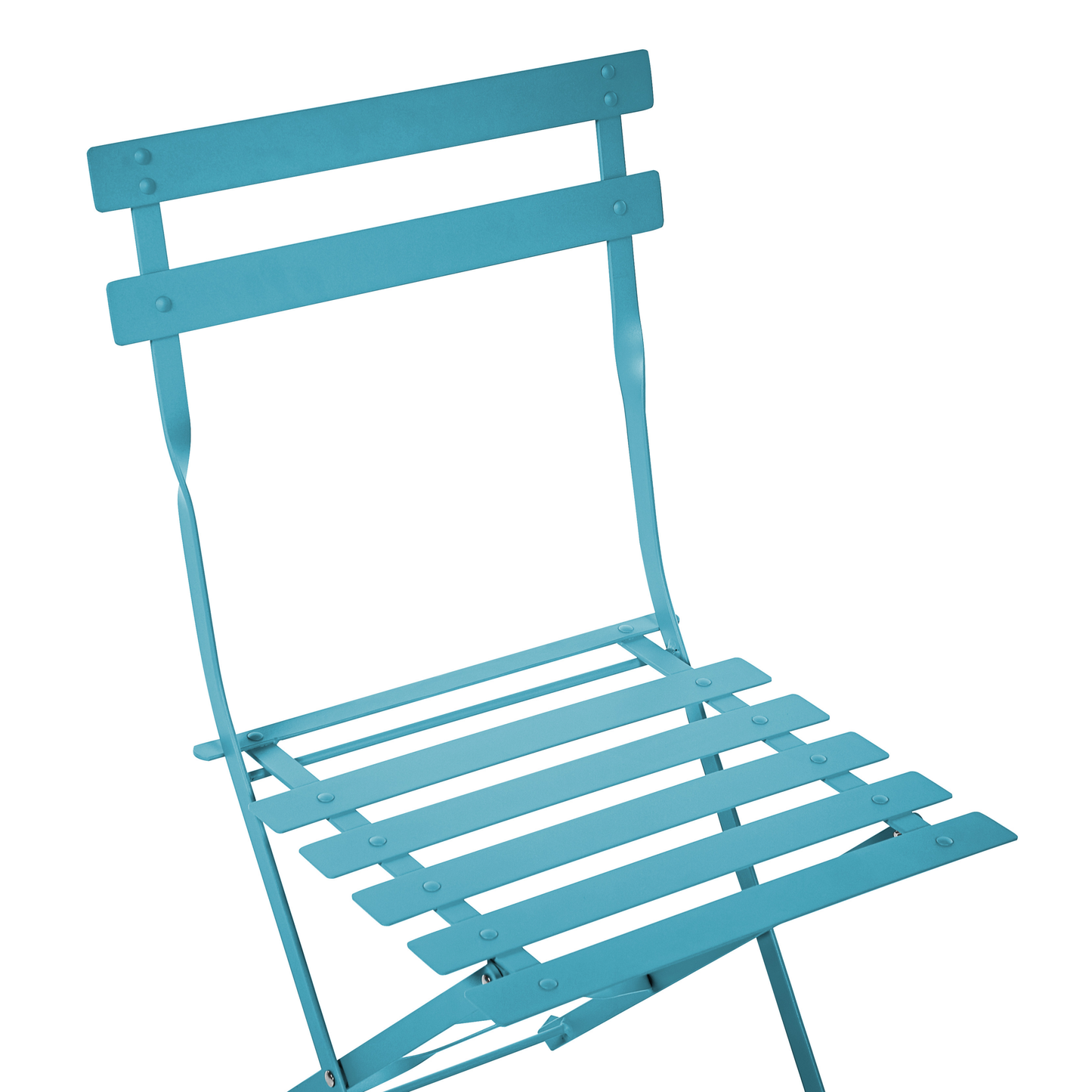3 Piece Metal Folding Bistro Set With Slatted Back Outdoor
