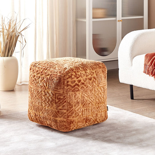 Pouffe Golden Brown 50 x 50 x 50cm With Thick Tufted Cover And EPS Filling