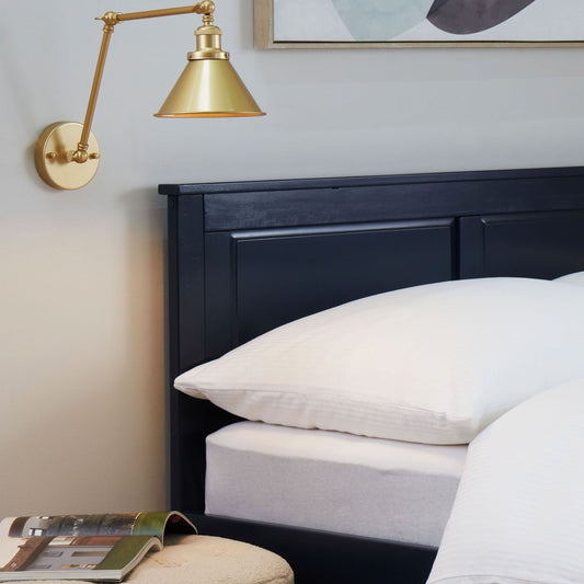 Set Of 2 Gold Metal Wall Lamps With Adjustable Arm