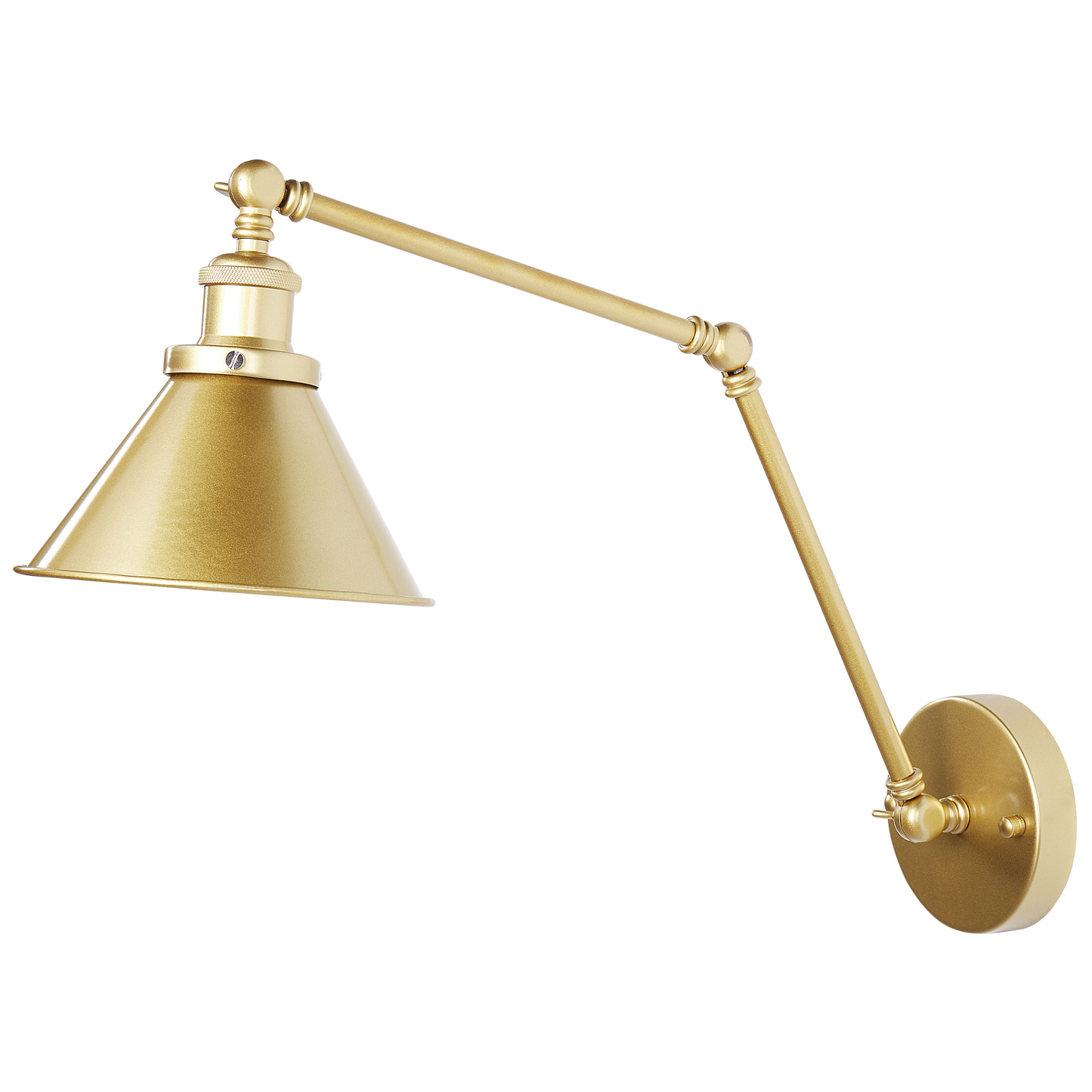 Set Of 2 Gold Metal Wall Lamps With Adjustable Arm