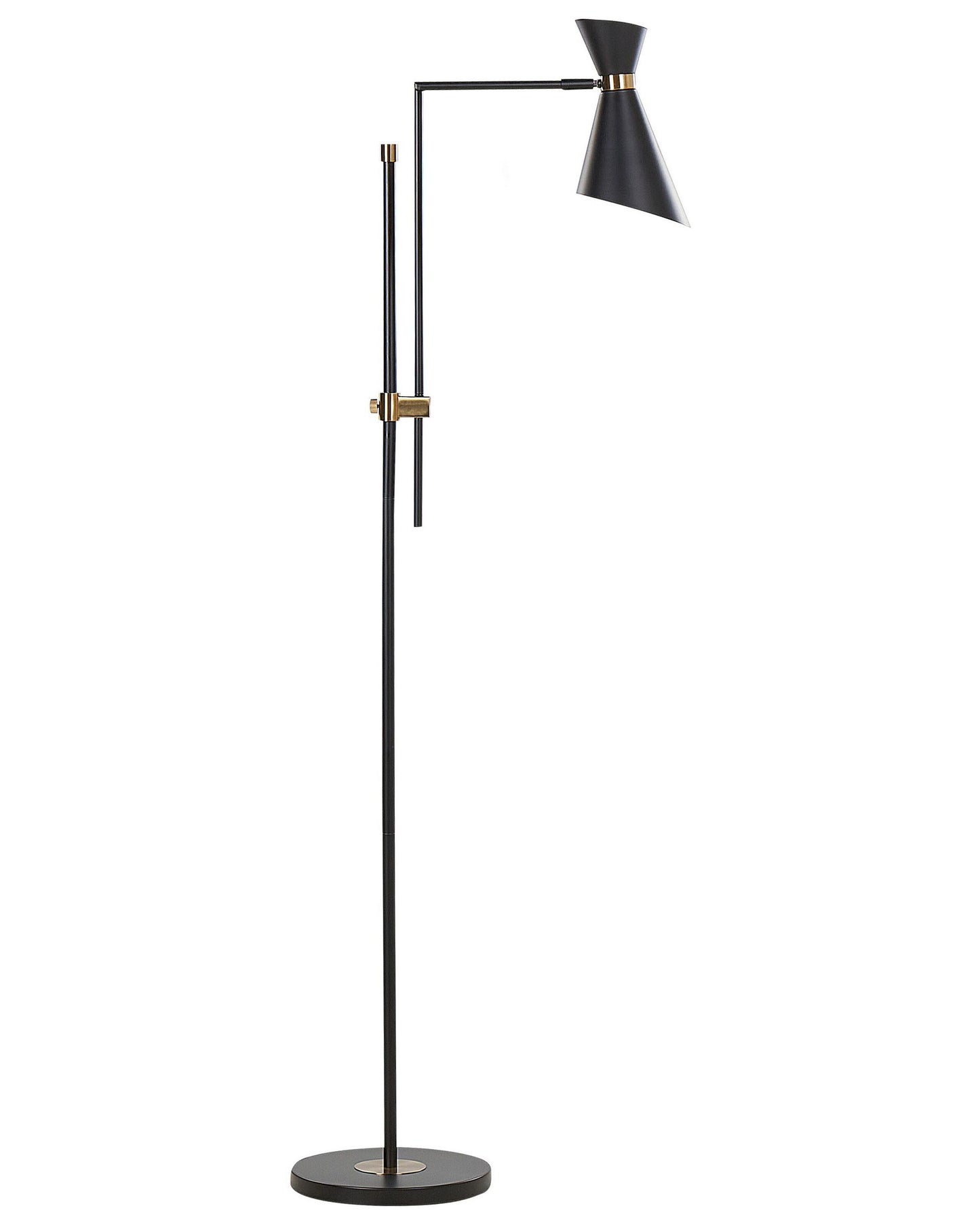 Lighting Floor Lamp Marble Base Black Metal With Gold Accents