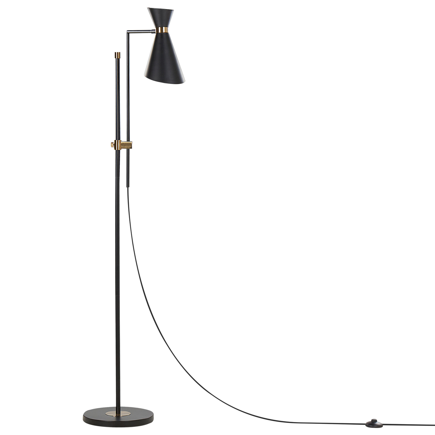 Lighting Floor Lamp Marble Base Black Metal With Gold Accents