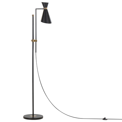 Lighting Floor Lamp Marble Base Black Metal With Gold Accents