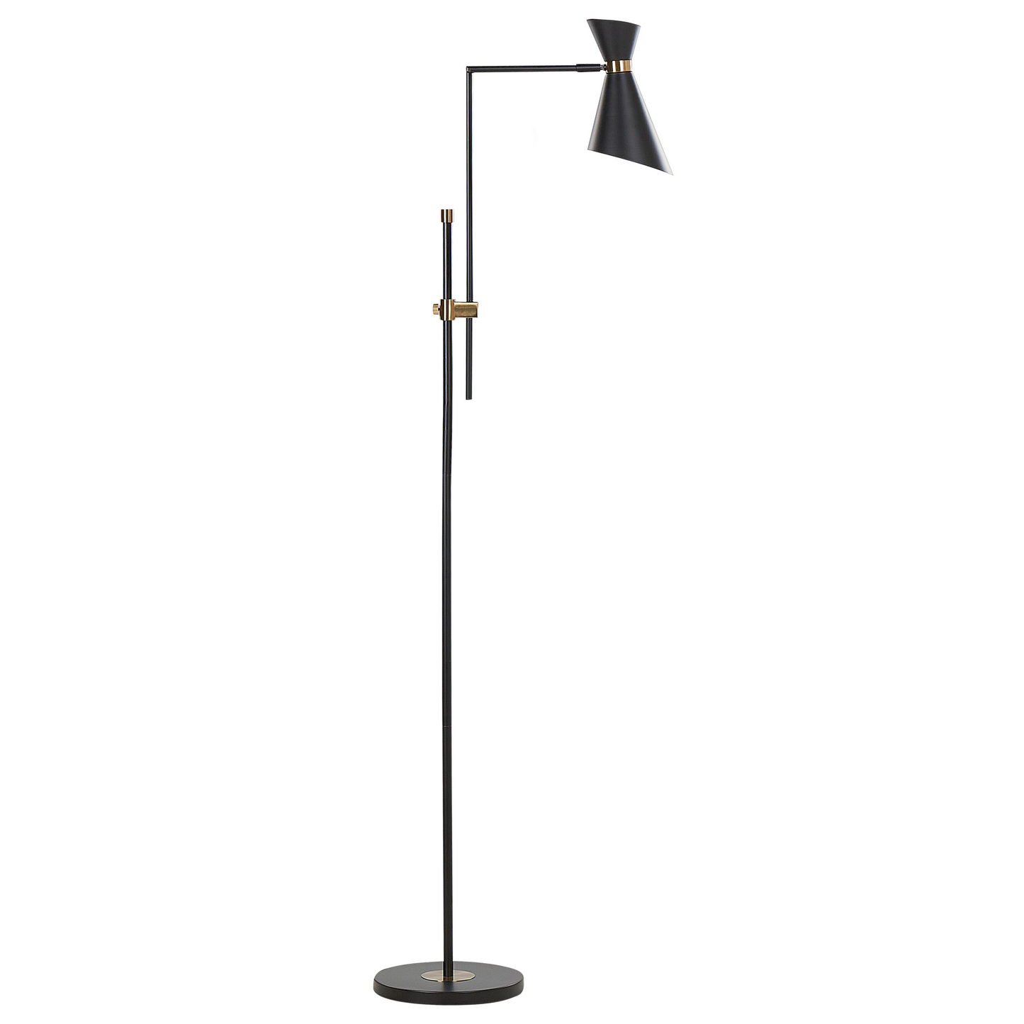 Lighting Floor Lamp Marble Base Black Metal With Gold Accents