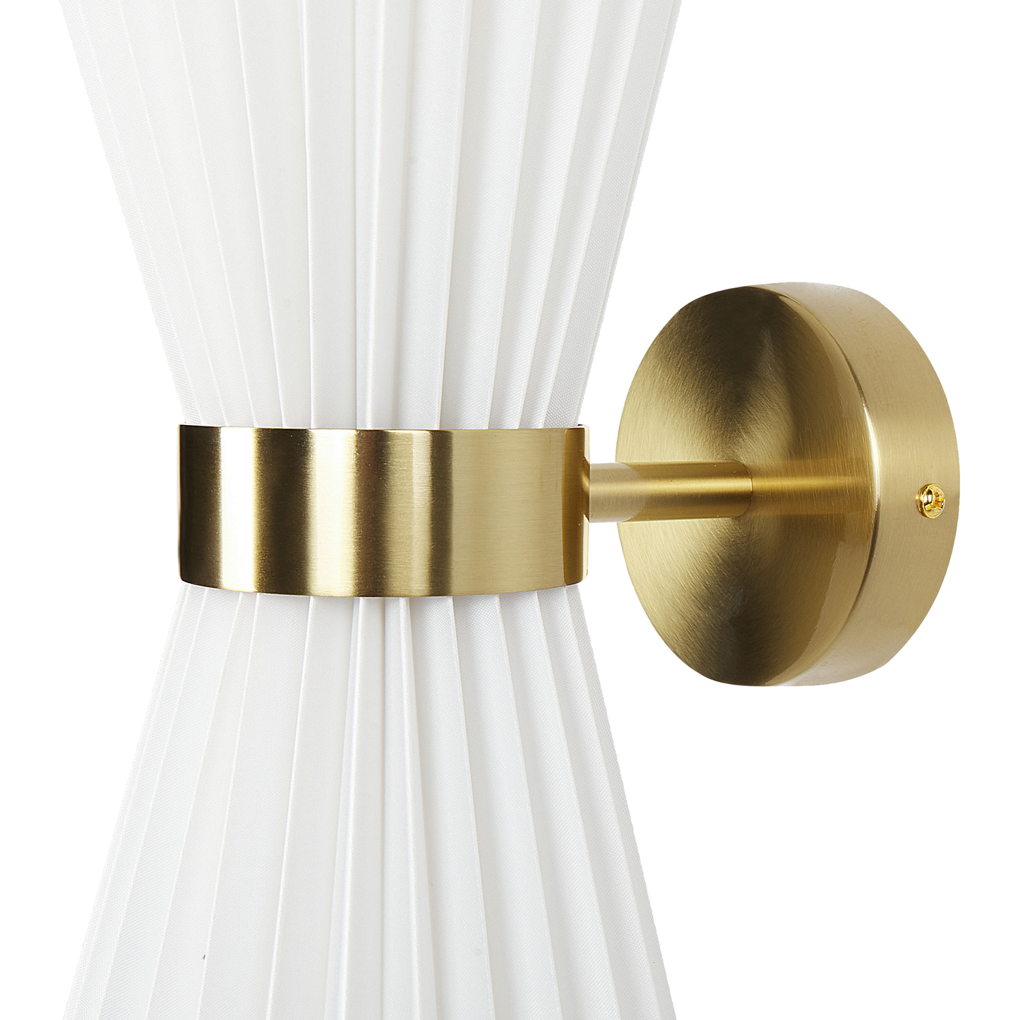 Home Set Of 2 White Fabric Shade Wall Lamps With Brass Accents