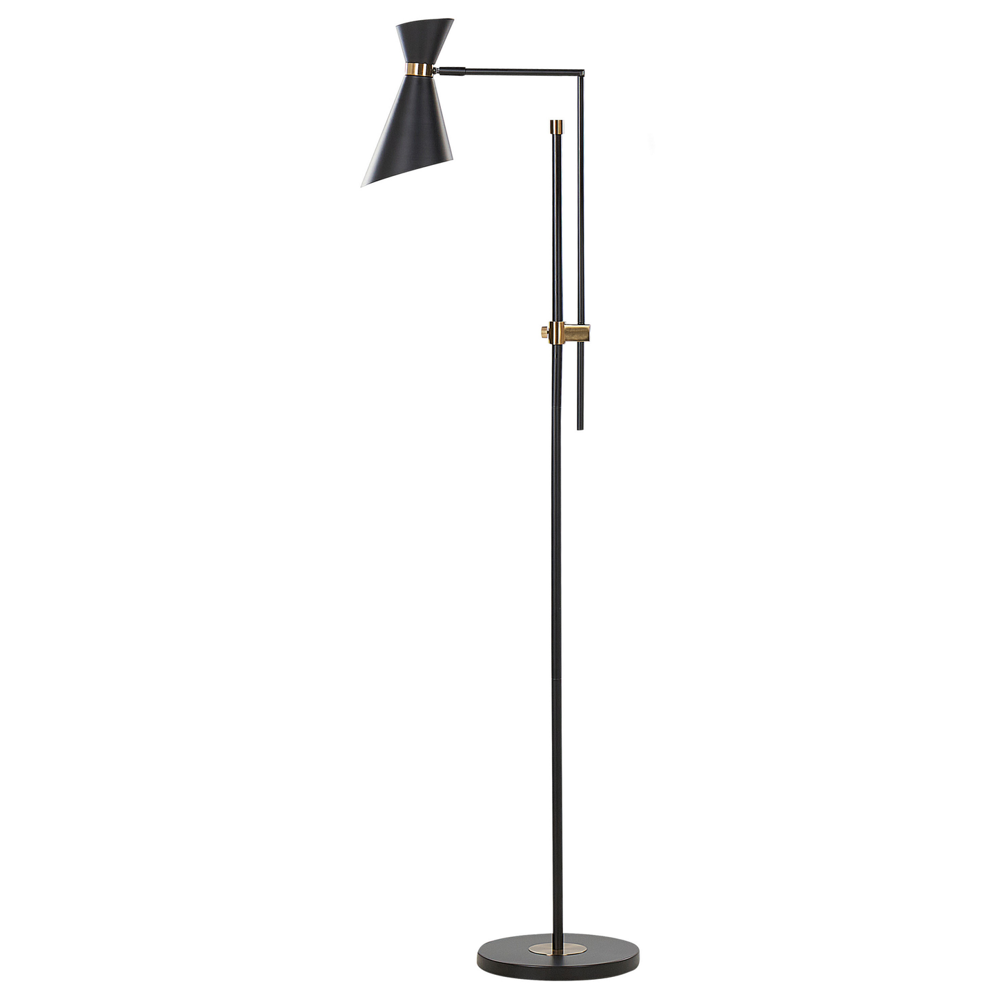 Lighting Floor Lamp Marble Base Black Metal With Gold Accents