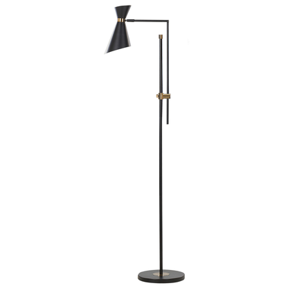 Lighting Floor Lamp Marble Base Black Metal With Gold Accents