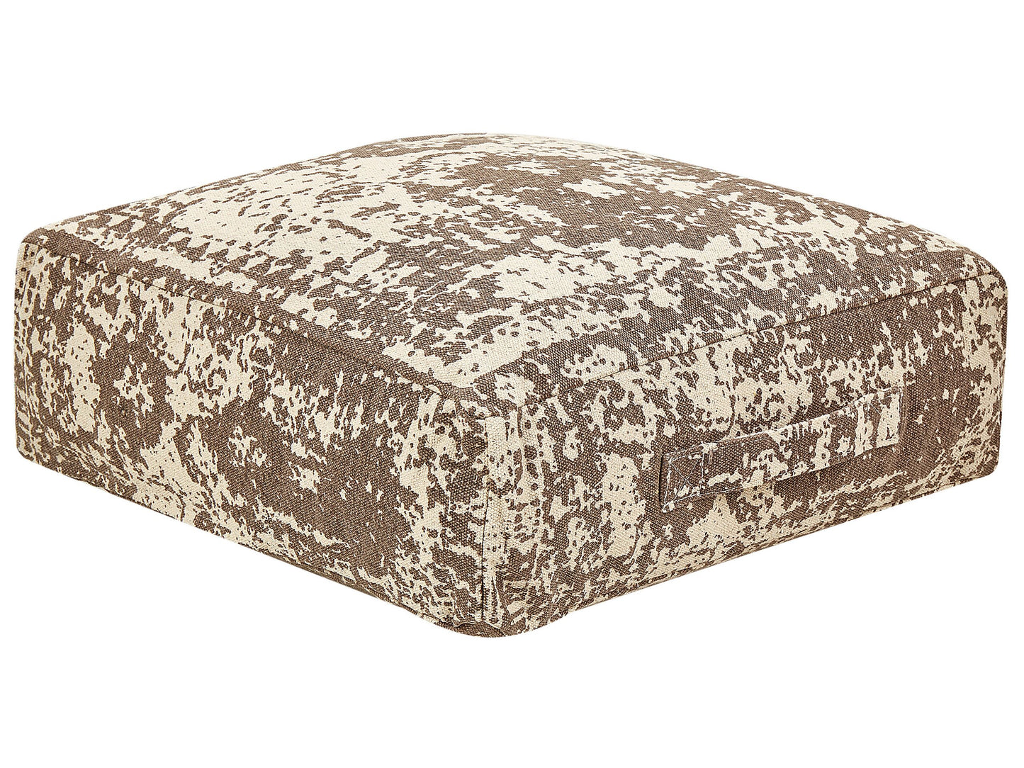 Floor Cushion 50 x 50cm Beige Brown Abstract Pattern Pouffe
