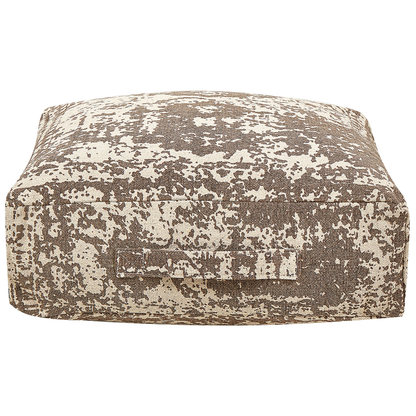 Floor Cushion 50 x 50cm Beige Brown Abstract Pattern Pouffe