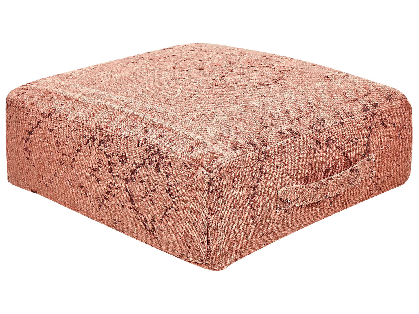 Floor Cushion Light Red Cotton 50 x 50 x 20cm Abstract Pattern Square Pouffe EPS Ball Fill