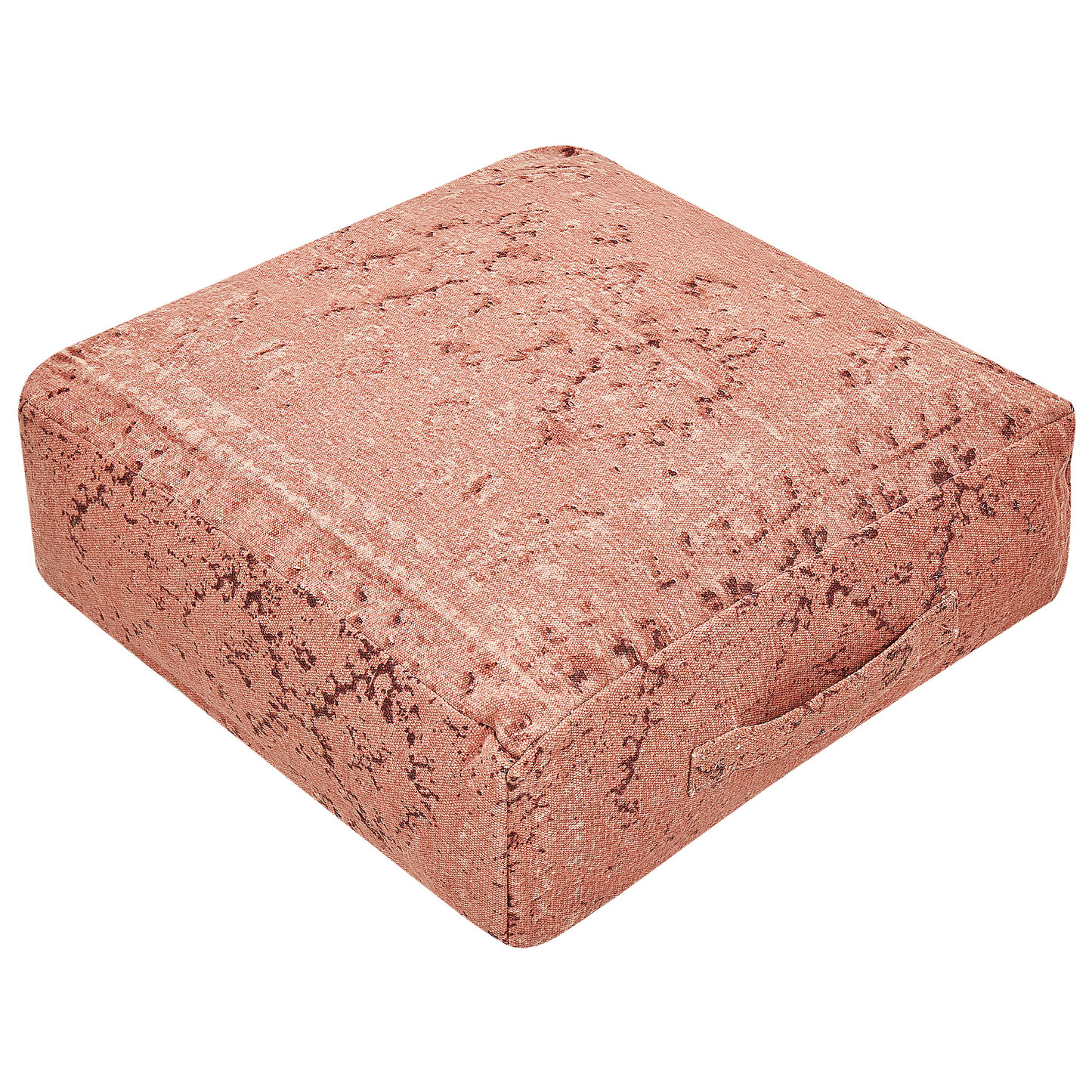 Floor Cushion Light Red Cotton 50 x 50 x 20cm Abstract Pattern Square Pouffe EPS Ball Fill