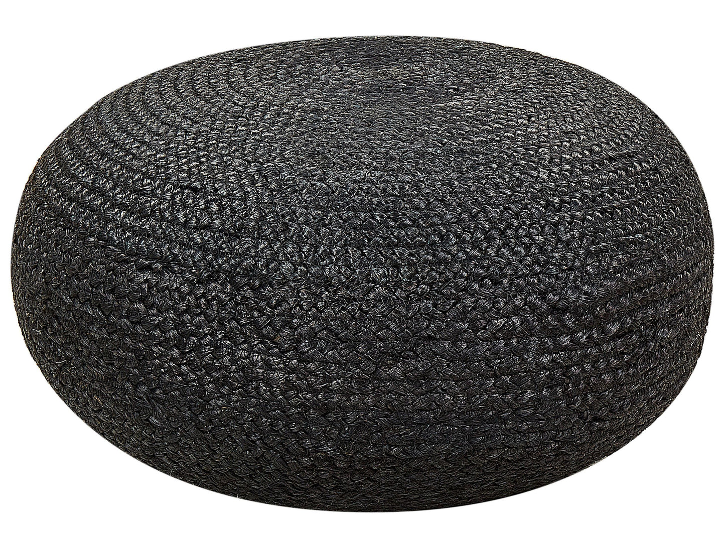 Jute Pouffe 50cm Black Round Boho Ottoman EPS Fill