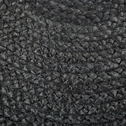 Jute Pouffe 50cm Black Round Boho Ottoman EPS Fill