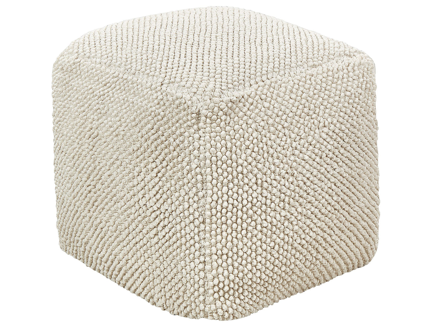 Beige Cotton Pouffe 45 x 45 x 45cm Solid Pattern Square Fabric Seating Ottoman