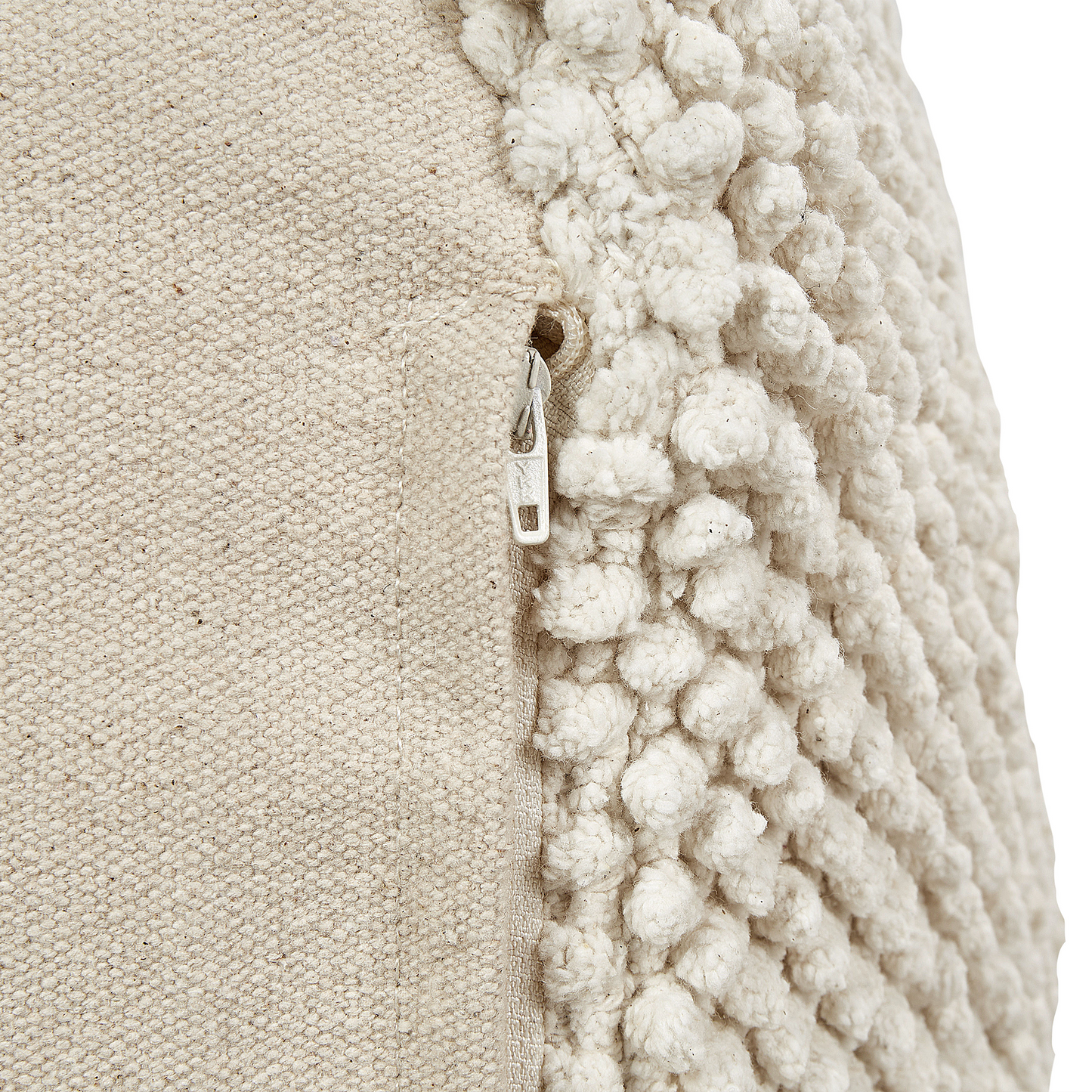 Beige Cotton Pouffe 45 x 45 x 45cm Solid Pattern Square Fabric Seating Ottoman