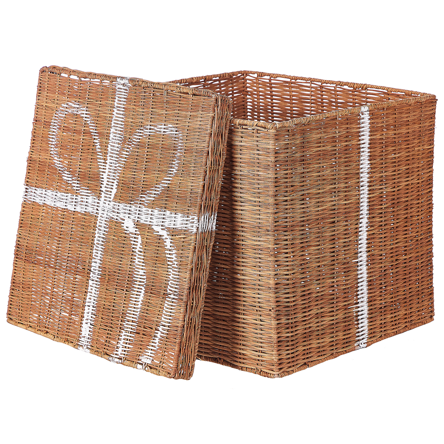 Rattan Storage Gift Boxes Set of 3 Brown Square Decor