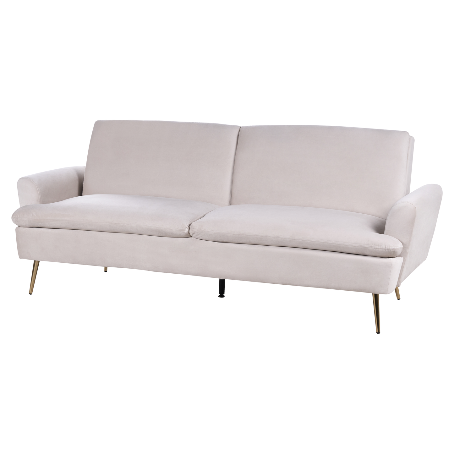 Sofa Bed Beige Velvet 3 Seater Click Clack