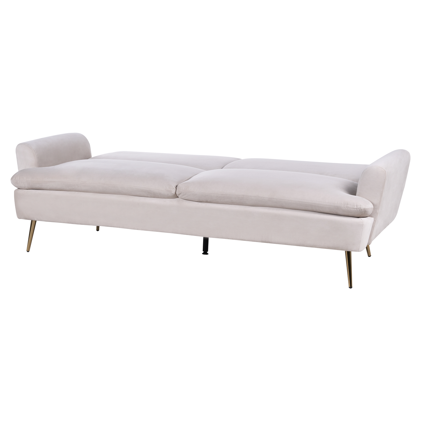 Sofa Bed Beige Velvet 3 Seater Click Clack
