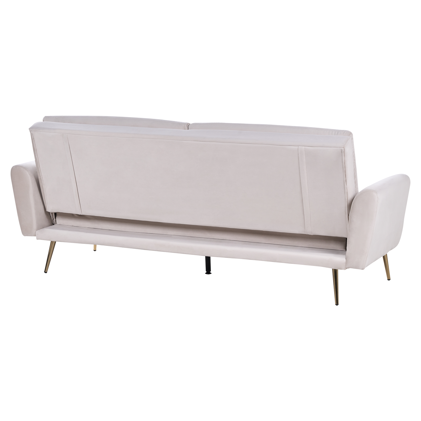 Sofa Bed Beige Velvet 3 Seater Click Clack