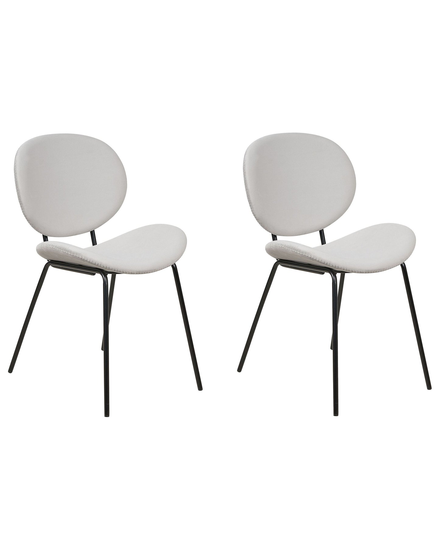 Set of 2 Dining Chairs Light Grey Velvet With Black Iron Legs