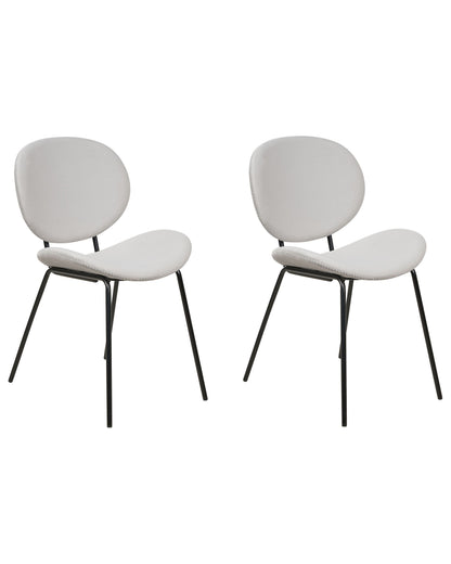 Set of 2 Dining Chairs Light Grey Velvet With Black Iron Legs