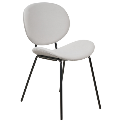 Set of 2 Dining Chairs Light Grey Velvet With Black Iron Legs