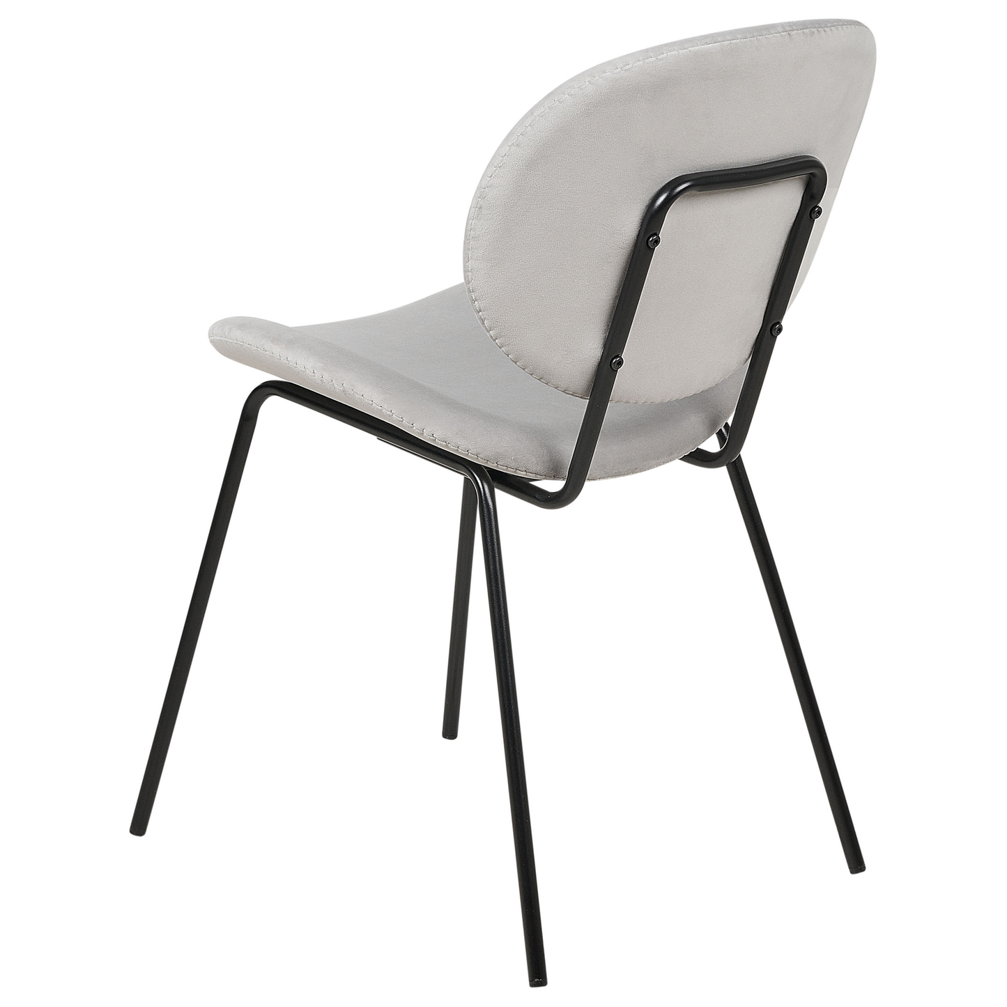 Set of 2 Dining Chairs Light Grey Velvet With Black Iron Legs