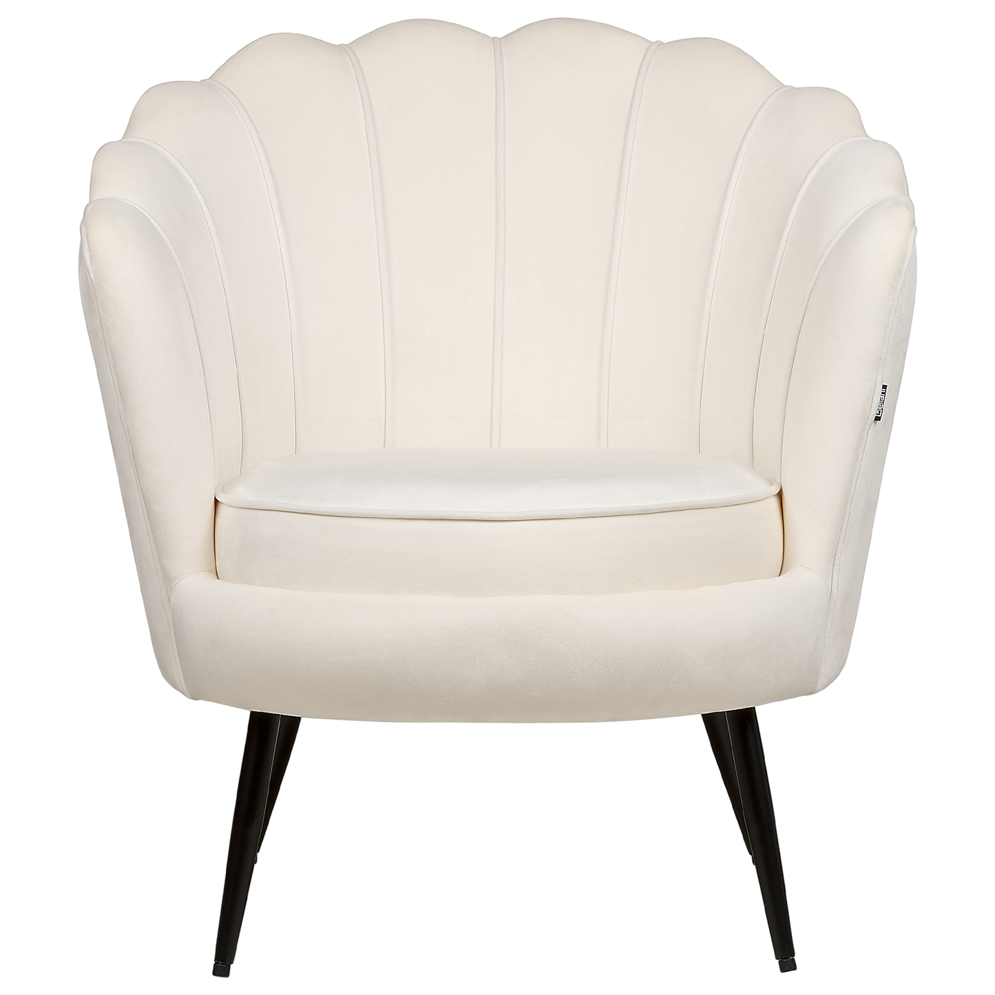 Armchair Off White Velvet Novelty Shape Metal Legs Retro