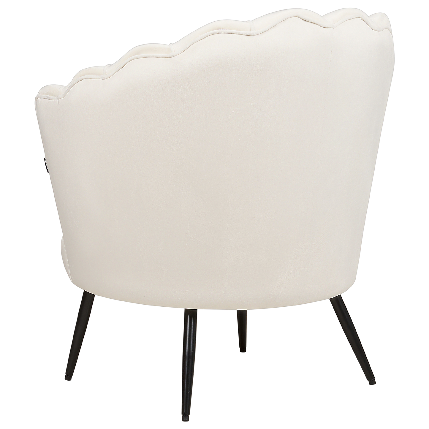 Armchair Off White Velvet Novelty Shape Metal Legs Retro