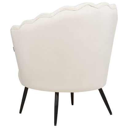 Armchair Off White Velvet Novelty Shape Metal Legs Retro