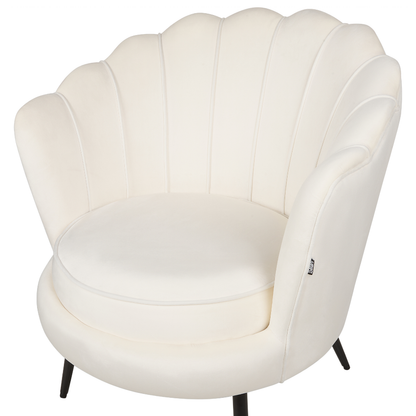 Armchair Off White Velvet Novelty Shape Metal Legs Retro