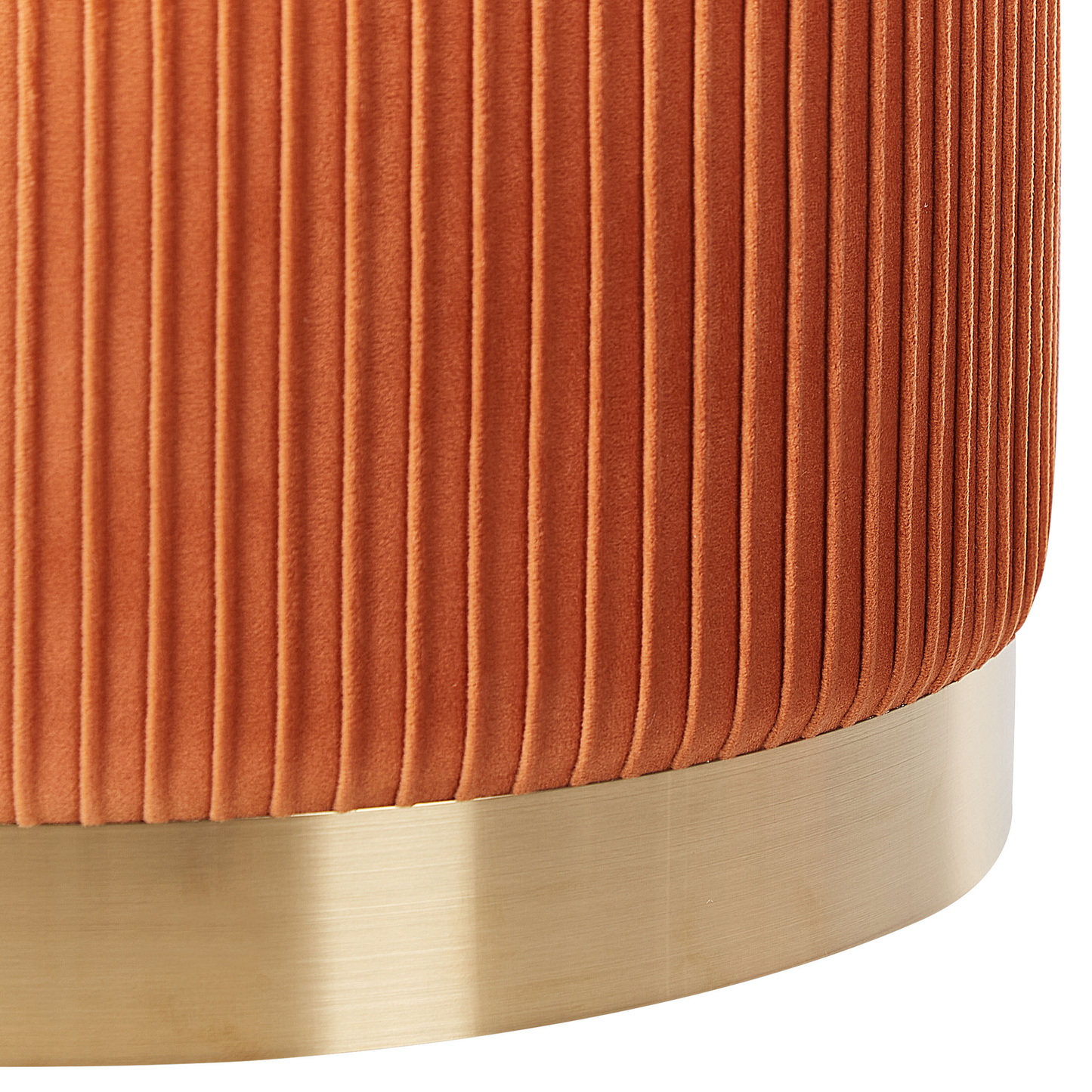Set Of 2 Orange Velvet Storage Pouffes With Gold Base Modern Tufted Accent