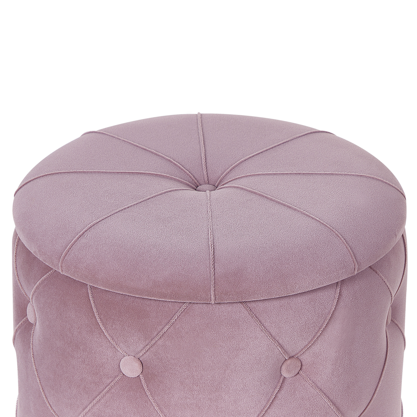 Pink Velvet Button Tufted Storage Pouffes Set Golden Base