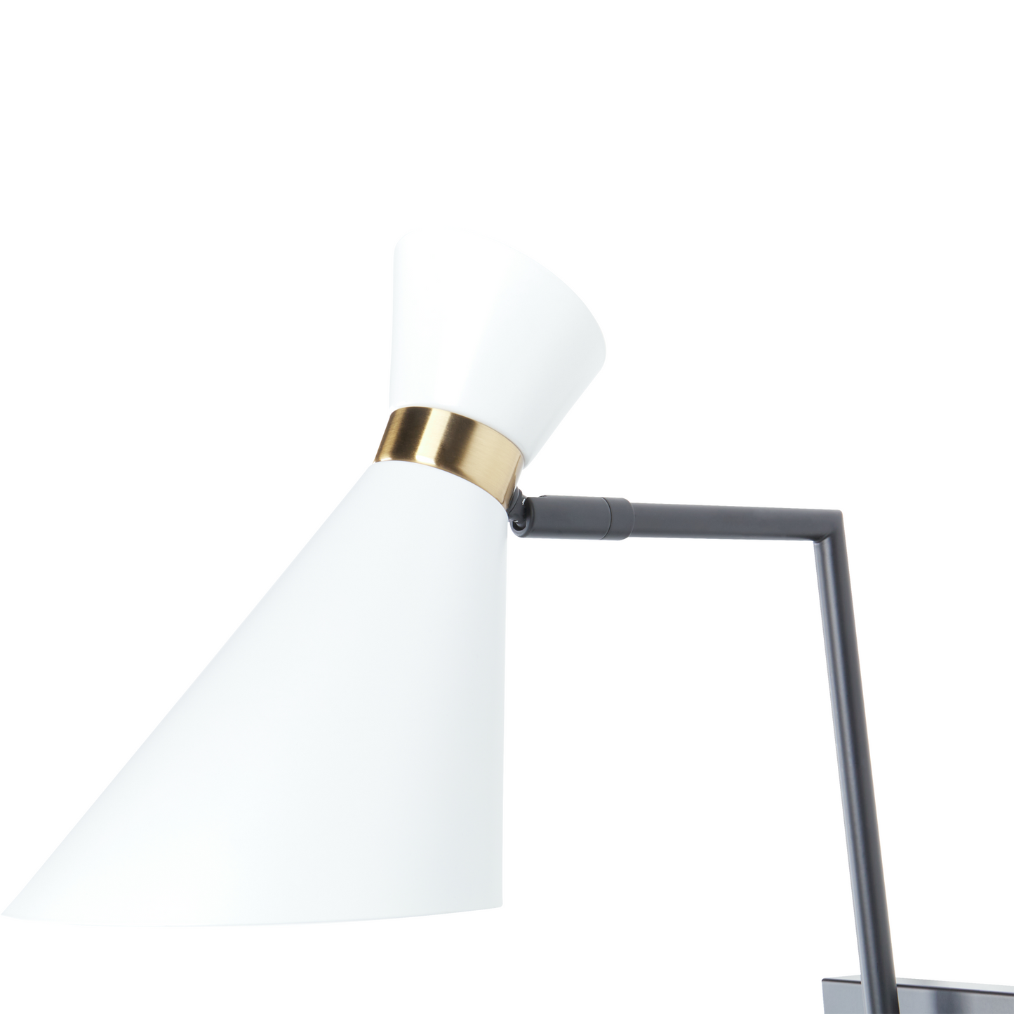 Wall Lamp Adjustable Shade White Metal Gold Accents Indus